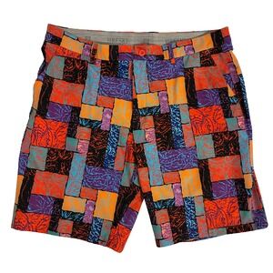 Hreski Golf Chino Shorts Mens Size 40 Performance Geometric Colorful Preppy